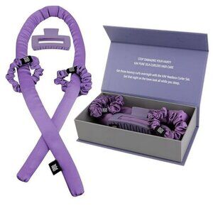 KAV Silk Heatless Curling Rod with Clip and Scrunchie Set, 4pcs set